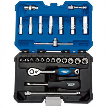 Draper B25MN/SG Draper Expert Metric Socket Set, 1/4 inch  Sq. Dr., Blue (25 Piece) - Code: 16443 - Pack Qty 1