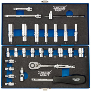 Draper B26M/MC/B Draper Expert Metric Socket Set, 1/4 inch  Sq. Dr. (26 Piece) - Code: 16476 - Pack Qty 1