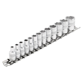 Draper B13M/SR Draper Expert Metric Socket Set on a Metal Rail, 1/4 inch  Sq. Dr. (13 Piece) - Code: 16487 - Pack Qty 1