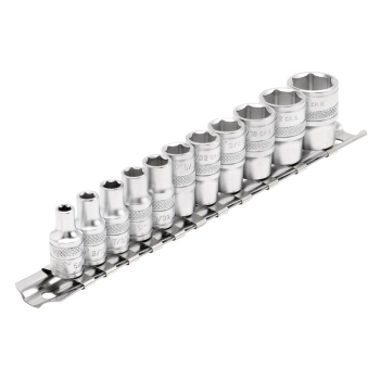Draper B11A/SR Draper Expert Imperial Socket Set on a Metal Rail, 1/4 inch  Sq. Dr. (11 Piece) - Code: 16488 - Pack Qty 1