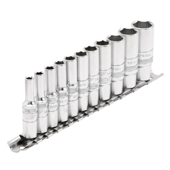 Draper B11AD/SR Draper Expert Imperial Deep Socket on Metal Rail, 1/4 inch  Sq. Dr. (11 Piece) - Code: 16491 - Pack Qty 1