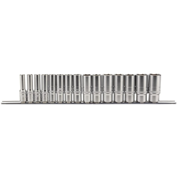 Draper D15MD/SR Metric Deep Socket Set on a Metal Rail, 3/8 inch  Sq. Dr. (15 Piece) - Code: 16494 - Pack Qty 1