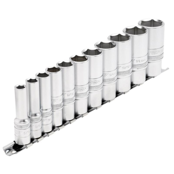 Draper D11AD/SR Draper Expert Imperial Deep Socket Set on a Metal Rail, 3/8 inch  Sq. Dr. (11 Piece) - Code: 16495 - Pack Qty 1