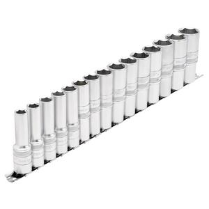 Draper H15MD/SR Draper Expert Metric Deep Socket on a Metal Rail, 1/2 inch  Sq. Dr. (15 Piece) - Code: 16499 - Pack Qty 1