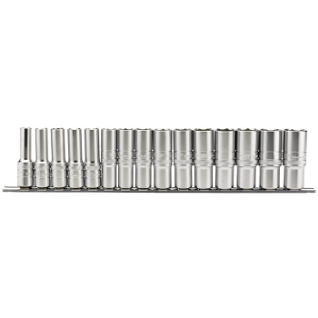 Draper H15MD/SR Draper Expert Metric Deep Socket on a Metal Rail, 1/2 inch  Sq. Dr. (15 Piece) - Code: 16499 - Pack Qty 1
