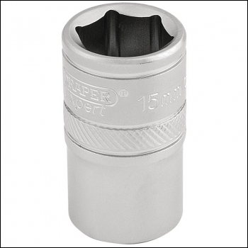 Draper H-MM/MS 6 Point Metric Socket, 1/2 inch  Sq. Dr., 15mm - Code: 16605 - Pack Qty 1