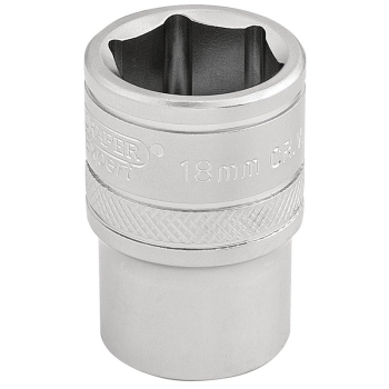 Draper H-MM/MS 6 Point Metric Socket, 1/2 inch  Sq. Dr., 18mm - Code: 16608 - Pack Qty 1