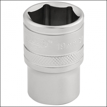 Draper H-MM/MS 6 Point Metric Socket, 1/2 inch  Sq. Dr., 19mm - Code: 16609 - Pack Qty 1