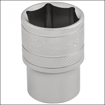 Draper H-MM/MS 6 Point Metric Socket, 1/2 inch  Sq. Dr., 21mm - Code: 16612 - Pack Qty 1