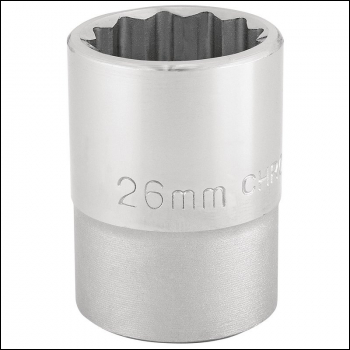 Draper T-MM/B 12 Point Socket, 3/4 inch  Sq. Dr., 26mm - Code: 16694 - Pack Qty 1