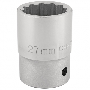 Draper T-MM/B 12 Point Socket, 3/4 inch  Sq. Dr., 27mm - Code: 16696 - Pack Qty 1