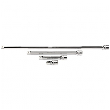Draper H-EXT/B/4 Extension Bar Set, 1/2 inch  Sq. Dr., Polished Chrome (4 Piece) - Code: 16769 - Pack Qty 1