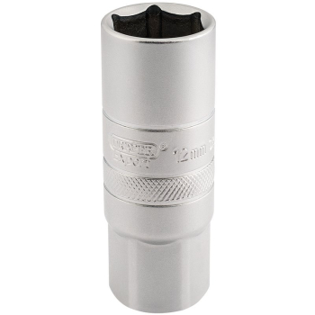 Draper HT-PLUG/MS 12mm Thread 6 Point Satin Chrome Spark Plug Socket, 1/2 inch  Sq. Dr., 18mm - Code: 16782 - Pack Qty 1