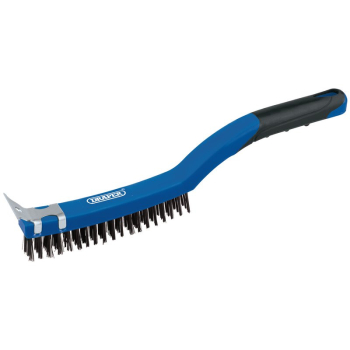 Draper WBSC14 3 Row Carbon Steel Wire Scratch Brush with Scraper, 350mm - Code: 17179 - Pack Qty 1
