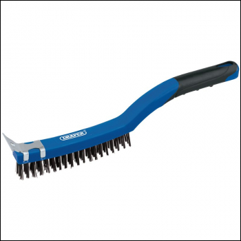Draper WBSC14 3 Row Carbon Steel Wire Scratch Brush with Scraper, 350mm - Code: 17179 - Pack Qty 1