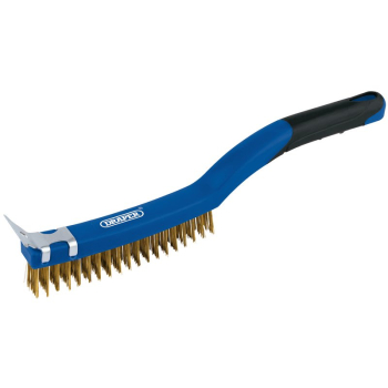 Draper WBSC14BR Brass Wire Scratch Brush with Scraper, 350mm - Code: 17181 - Pack Qty 1