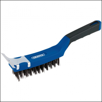 Draper WBSC10 4 Row Carbon Steel Wire Scratch Brush with Scraper, 285mm - Code: 17182 - Pack Qty 1