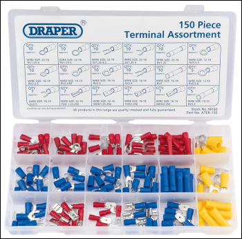 Draper ATER-150 Insulated Terminal Assortment (150 Piece) - Code: 18160 - Pack Qty 1