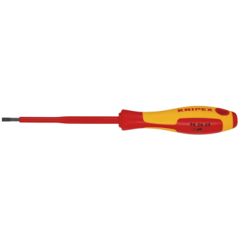 Draper 98 20 35 KNIPEX 98 20 35 VDE Insulated Slotted Screwdriver, 3.5 x 100mm - Code: 18790 - Pack Qty 1