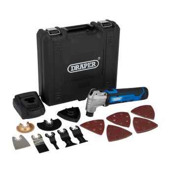 Draper OMT-33-12D 12V Oscillating Multi-Tool (33 Piece), 1 x Battery, 1.5Ah, 1 x Fast Charger - Code: 19392 - Pack Qty 1