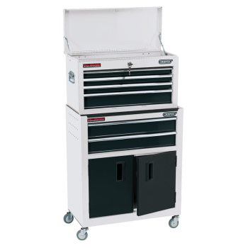 Draper RCTC6/W Combined Roller Cabinet and Tool Chest, 6 Drawer, 24 inch , White - Code: 19576 - Pack Qty 1