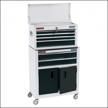 Draper RCTC6/W Combined Roller Cabinet and Tool Chest, 6 Drawer, 24 inch , White - Code: 19576 - Pack Qty 1