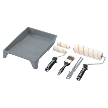 Draper PAINT-SET-1 Medium Pile Polyester Paint Roller and Brush Set with Soft Grip (8 Piece) - Code: 20787 - Pack Qty 1