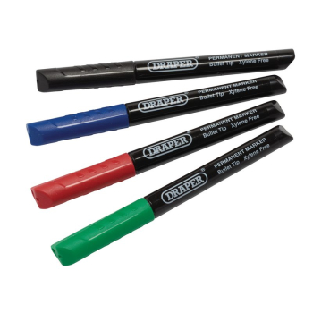 Draper MP4COL Marker Pens, Multicoloured (Pack of 4) - Code: 20943 - Pack Qty 1