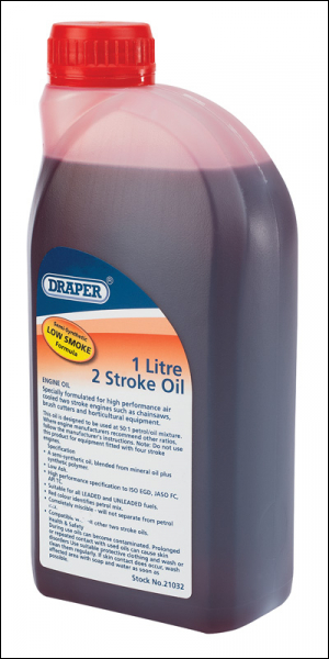 DRAPER Two Stroke Oil, 1L - Pack Qty 1 - Code: 21032