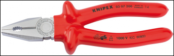 Draper 03 07 200 Knipex 03 07 200 Fully Insulated S Range Combination Pliers, 200mm - Code: 21453 - Pack Qty 1
