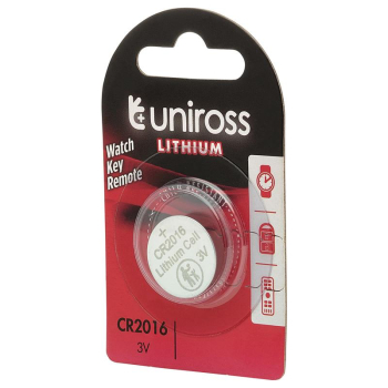 Draper U1CR2016 Uniross Lithium Coin Cell CR2016 Battery - Code: 21593 - Pack Qty 20