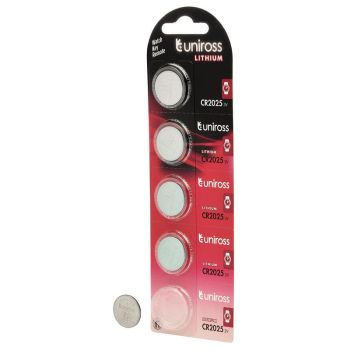 Draper U5CR2025 Uniross Lithium Coin Cell CR2025 Batteries (Pack of 5) - Code: 21599 - Pack Qty 20