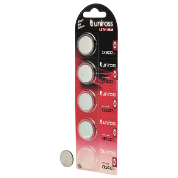 Draper U5CR2032 Uniross Lithium Coin Cell CR2032 Batteries (Pack of 5) - Code: 21600 - Pack Qty 20