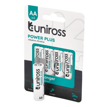 Draper UPPAAPK4 Uniross LR6 AA Power Plus Alkaline Batteries (Pack of 4) - Code: 21610 - Pack Qty 24