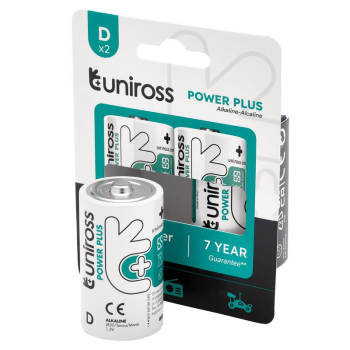 Draper UPPDPK2 Uniross LR20 D Power Plus Alkaline Batteries (Pack of 2) - Code: 21616 - Pack Qty 6