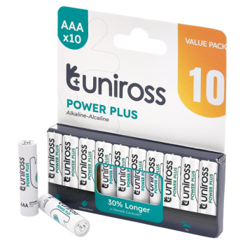 Draper UPPAAAPK10 Uniross LR03 AAA Power Plus Alkaline Batteries (Pack of 10) - Code: 21695 - Pack Qty 24