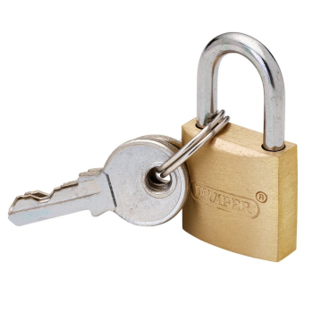 Draper DPL-20 Brass Cylinder Padlock, 20mm - Code: 21725 - Pack Qty 1