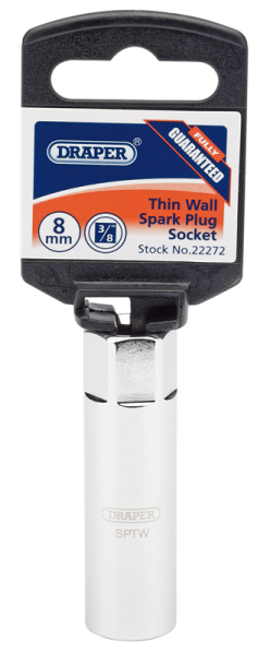Draper SPTW Draper HI-TORQ® 8mm Thread Thin Wall 12 Point Spark Plug Socket, 3/8 inch  Sq. Dr., 14mm - Code: 22272 - Pack Qty 1
