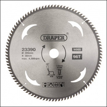 Draper SBW17 TCT Circular Saw Blade for Wood, 305 x 30mm, 96T - Code: 23390 - Pack Qty 1