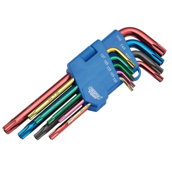 Draper TXT9/D Draper TX-STAR® Security Coloured Hex. Key Set (9 Piece) - Code: 24122 - Pack Qty 1
