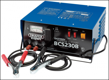 DRAPER 12/24V Battery Starter Charger, 230A - Pack Qty 1 - Code: 24561