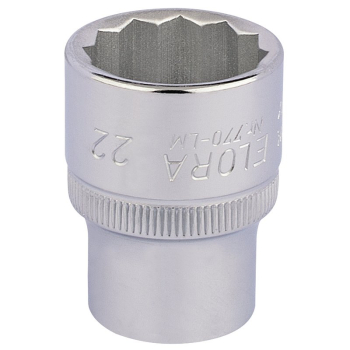 Draper 770-LM 22 Elora Bi-Hexagon Socket, 1/2 inch  Sq. Dr., 22mm - Code: 24674 - Pack Qty 1