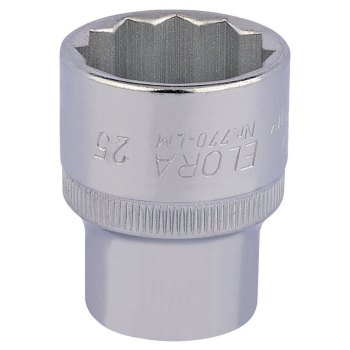 Draper 770-LM 25 Elora Bi-Hexagon Socket, 1/2 inch  Sq. Dr., 25mm - Code: 24707 - Pack Qty 1