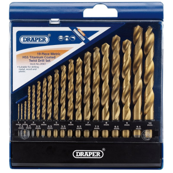 Draper DS19TB Metric HSS Titanium Coated Drill Set (19 Piece) - Code: 24907 - Pack Qty 1