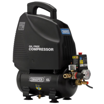 Draper DA6/169 6L Oil-Free Air Compressor, 1.1kW/1.5hp - Code: 24974 - Pack Qty 1
