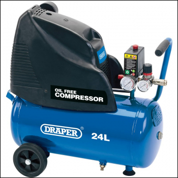 Draper DA25/169 24L Oil-Free Direct Drive Air Compressor, 1.1kW/1.5hp - Code: 24978 - Pack Qty 1
