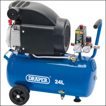 Draper DA25/207 24L Direct Drive Air Compressor, 1.5kW/2hp - Code: 24980 - Pack Qty 1