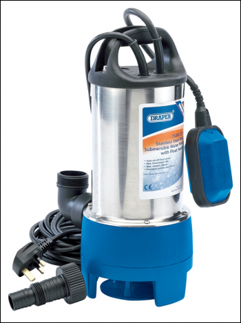 DRAPER Stainless Steel Submersible Dirty Water Pump with Float Switch, 208L/Min, 750W - Pack Qty 1 - Code: 25360
