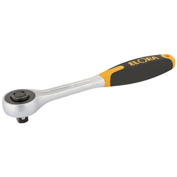 Draper 770-L1ZI Elora Push Through Soft Grip Reversible Ratchet, 1/2 inch  Sq. Dr., 200mm - Code: 25408 - Pack Qty 1