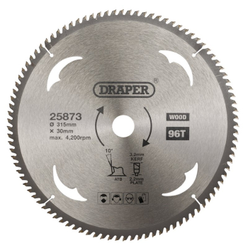 Draper SBW20 TCT Circular Saw Blade for Wood, 315 x 30mm, 96T - Code: 25873 - Pack Qty 1